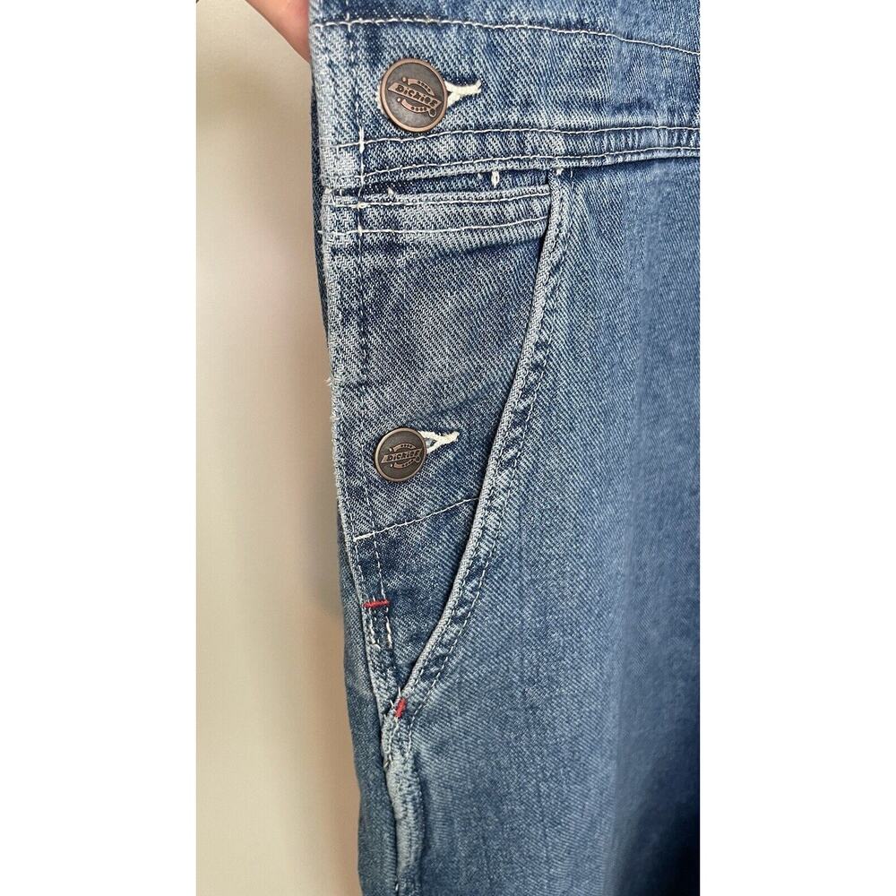 Dickies Bib Overalls Denim Carpenter Workwear Baggy USA Conductor Blue Men 40x32 - Picture 7 of 12